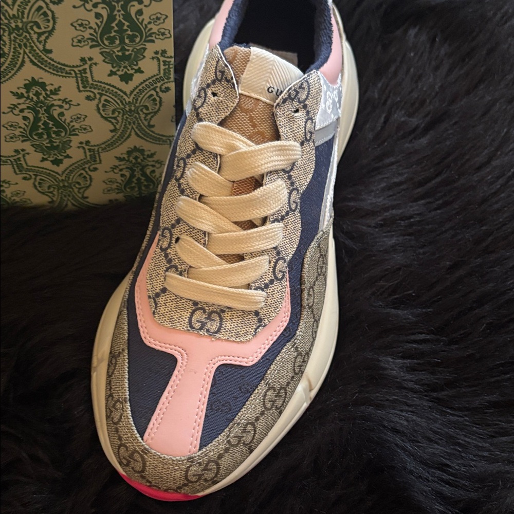 Gucci Pink, Gray and Navy Women's Chunky Sneakers - Picture 8 of 11